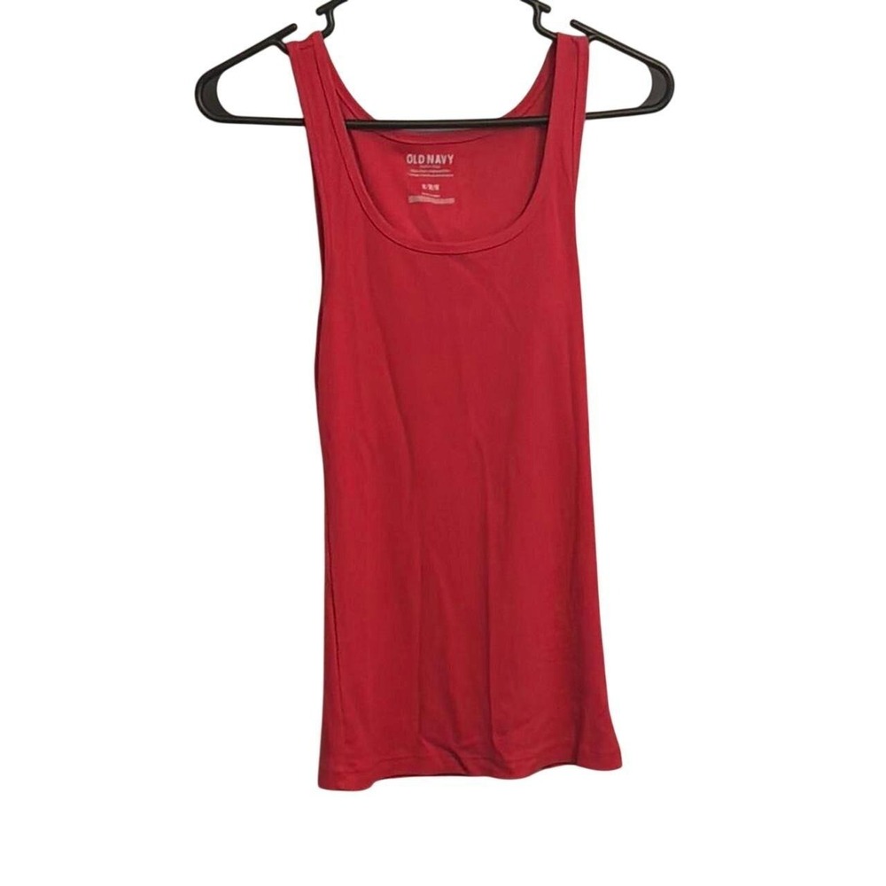 Old Navy Perfect Tank Red Ribbed Scoop Neck Sleeveless Basic Top Womens Medium